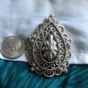 Trifari Filigree Tear Drop Shaped Pendant